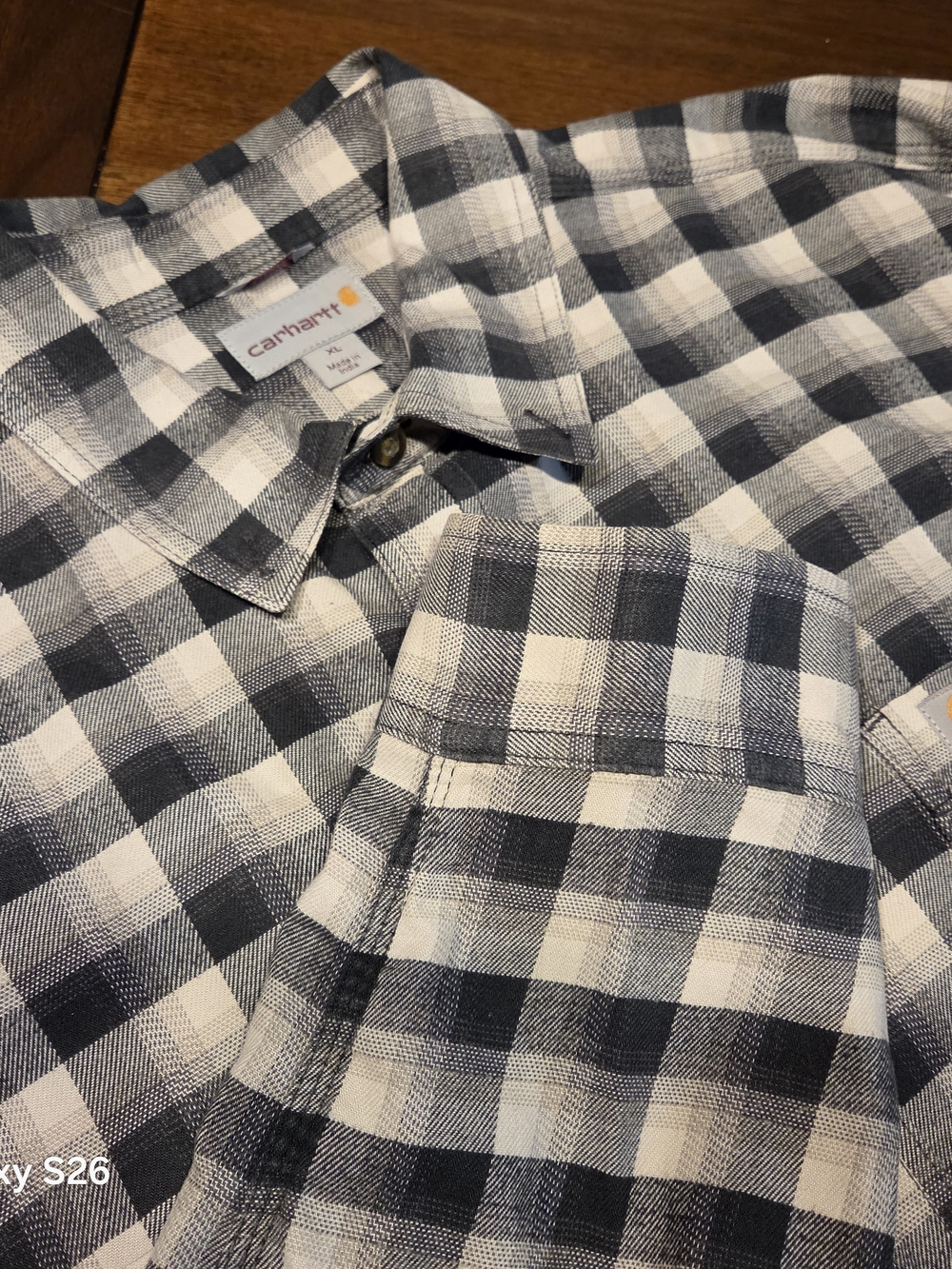 Carhartt Men's Black and White Check Button-Down Shirt